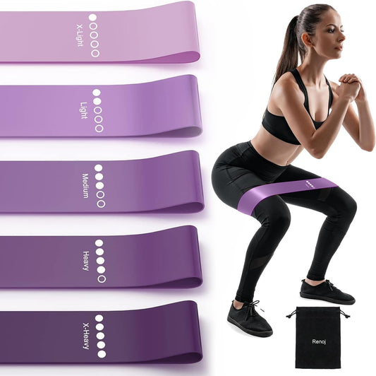 Renoj Resistance Bands, Exercise Workout Bands for Women and Men, 5 Set of Stretch Bands for Booty Legs