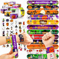 144PCS Halloween - 72 Temporary Pre-Cut Tattoos & 72 Slap Bracelets Halloween-Themed Birthday Supplies, Baby Shower Gifts, Classroom Rewards & Party Decor for Kids (Boys & Girls)
