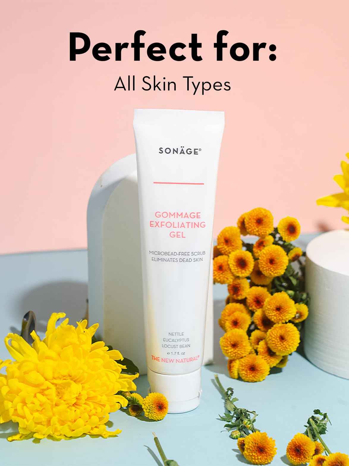 Sonage Gommage Exfoliating Gel – Gentle Gommage Exfoliant for Face | Facial Peeling Gel Removes Dead Skin, Brightens & Smooths | Non-Abrasive Face Exfoliant Scrub | Clean, Vegan Skincare (50 ml)