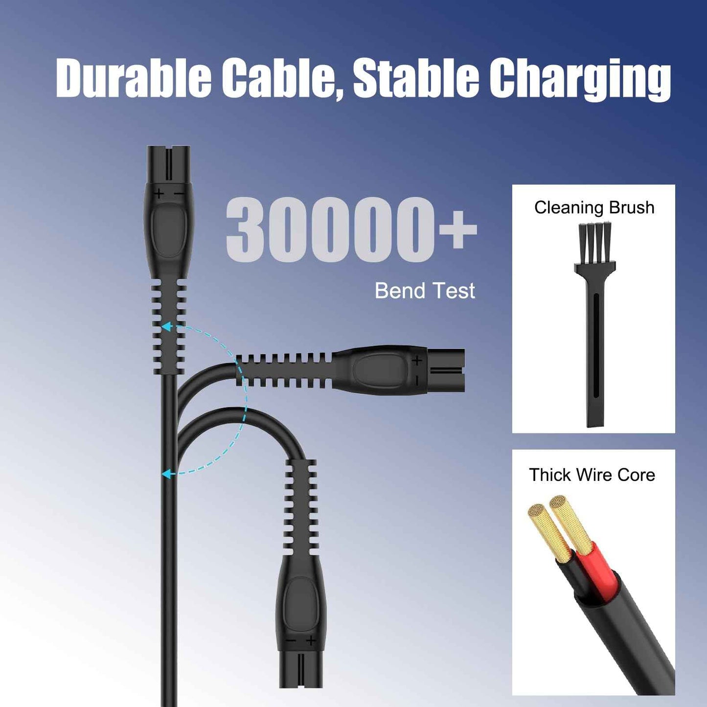 AZJCKEW 5V USB Charger Cable Compatible with for Philips Norelco One Blade 360 Newer Model QP2834 QP2724 MG9525 MG9510 QP1324 QP1424 QP1924 QP4530 One Blade Series Electric Shaver Razor, Brush+2-Pack