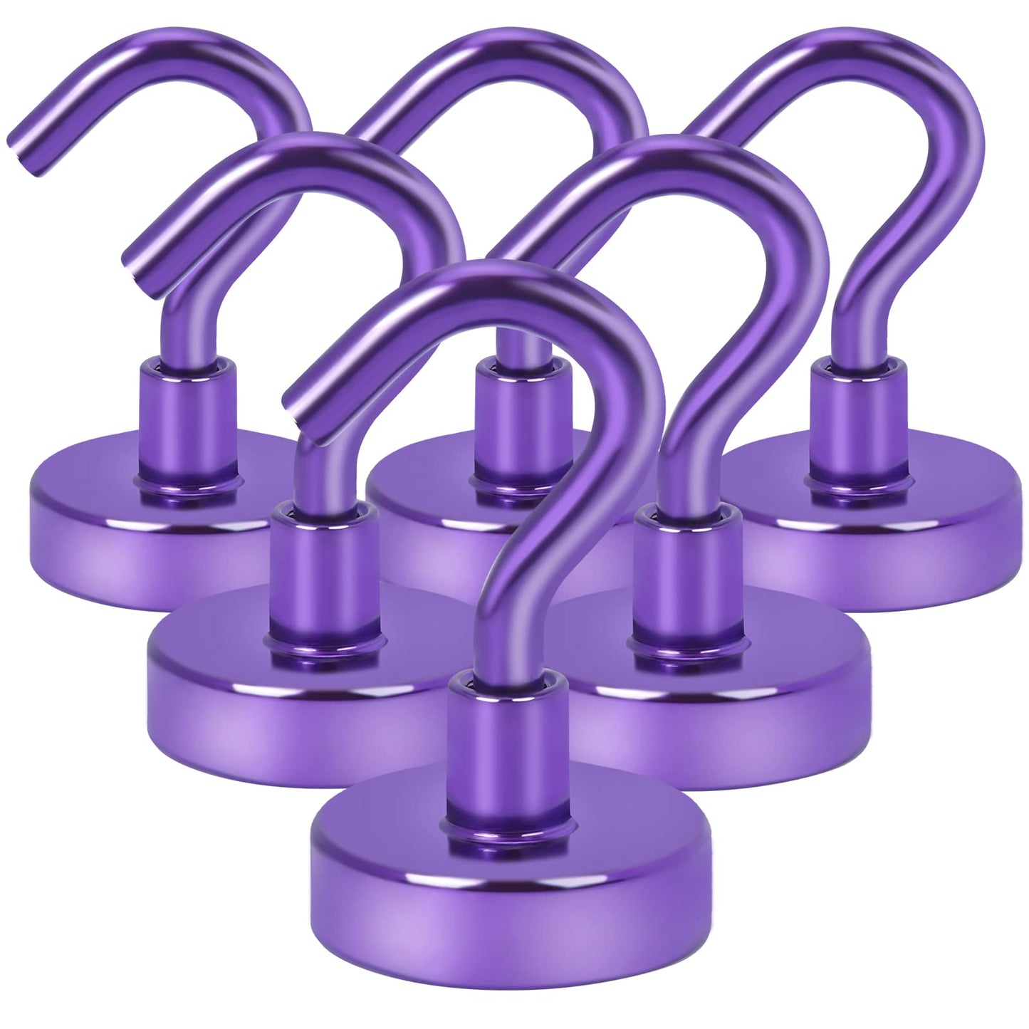 DIYMAG Magnetic Hooks, 30Lbs Strong Heavy Duty Cruise Magnet S-Hooks for Classroom, Fridge, Kitchen etc, (6 Pack-Purple)