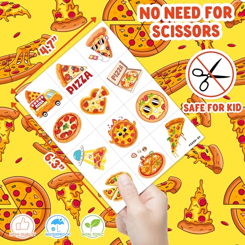 96 PCS Pizza Temporary Tattoos for Kids Party Favors