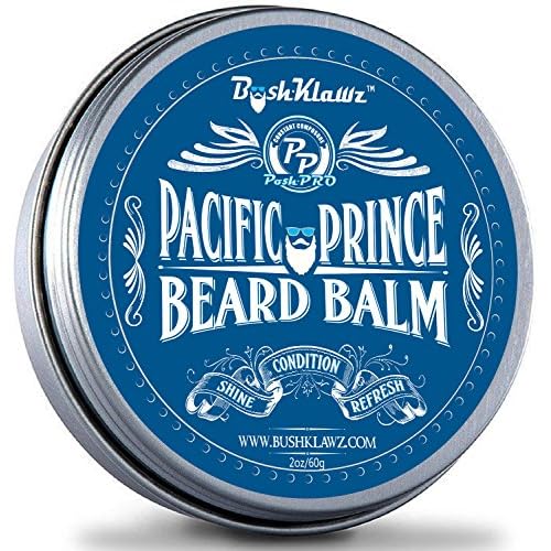 BushKlawz Beard Balm and Leave-in Conditioner, 5 Full Size 2.0 oz Balms - Urban, Lumber, Pacific, Naked Prince Fragrance Free, Premium Line, Great Gift for Christmas, Father's Day