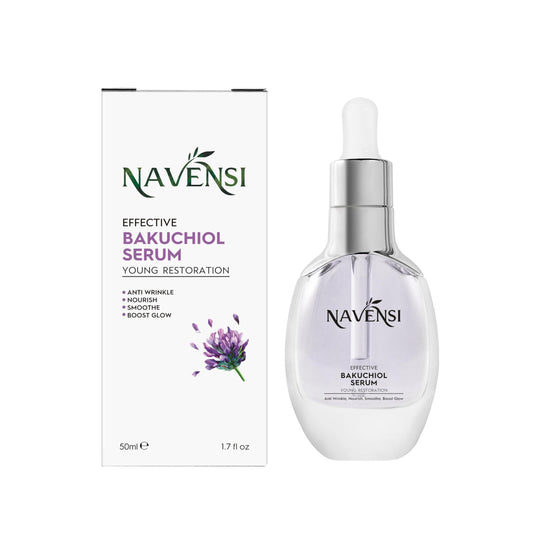 Navensi Bakuchiol Serum 50ml Natural Retinol Alternative with Hyaluronic Acid & Vitamin C Anti-Aging Face Serum for Fine Lines, Wrinkles & Dark Spots Hydrating, Firming & Brightening