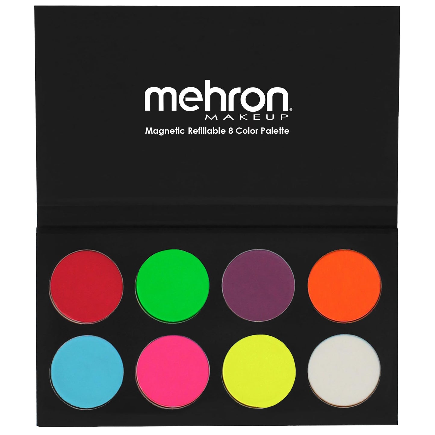 Mehron Makeup Paradise FX Neon UV Glow 8 Color Palette | Magnetic Refillable Special Effects Paint Palette | Professional Water Activated Paint for Raves, Costumes, SFX, Halloween, & Cosplay