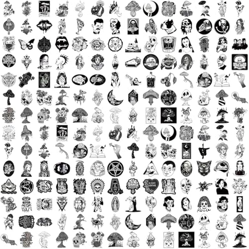 200 Goth Stickers Pack - Waterproof Vinyl Decals for Laptop & Water Bottle