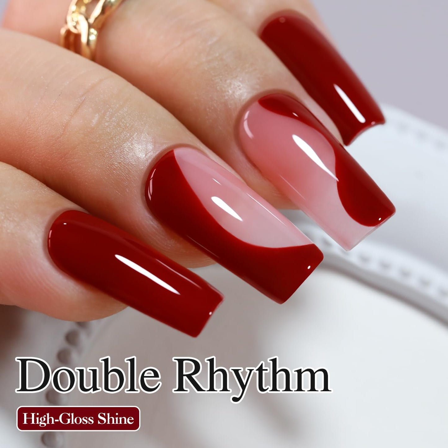 Double Rhythm 15ML Gel Polish Jelly Sheer Pastel Light Milky Color 1 PC 0.53 OZ Bottle UV Nail Polish Art Salon at Home for Women (Dark Red-B-A1378)