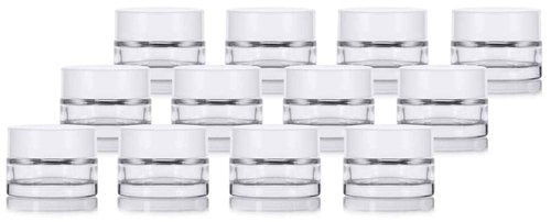 Clear Glass 0.25 oz Thick Wall Balm Jars with White Foam Lined Smooth Lids (12 pack)