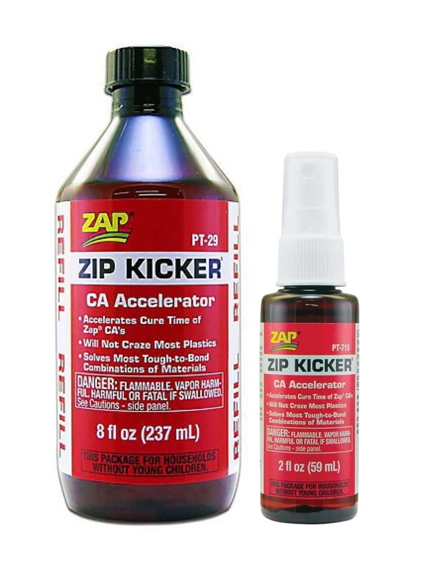 Pacer Technology Zap Zip Kicker, CA Accelerator Refill, 8 Ounce and Spray Bottle, 2 Ounce (Pack of 2) - with Make Your Day Tweezers