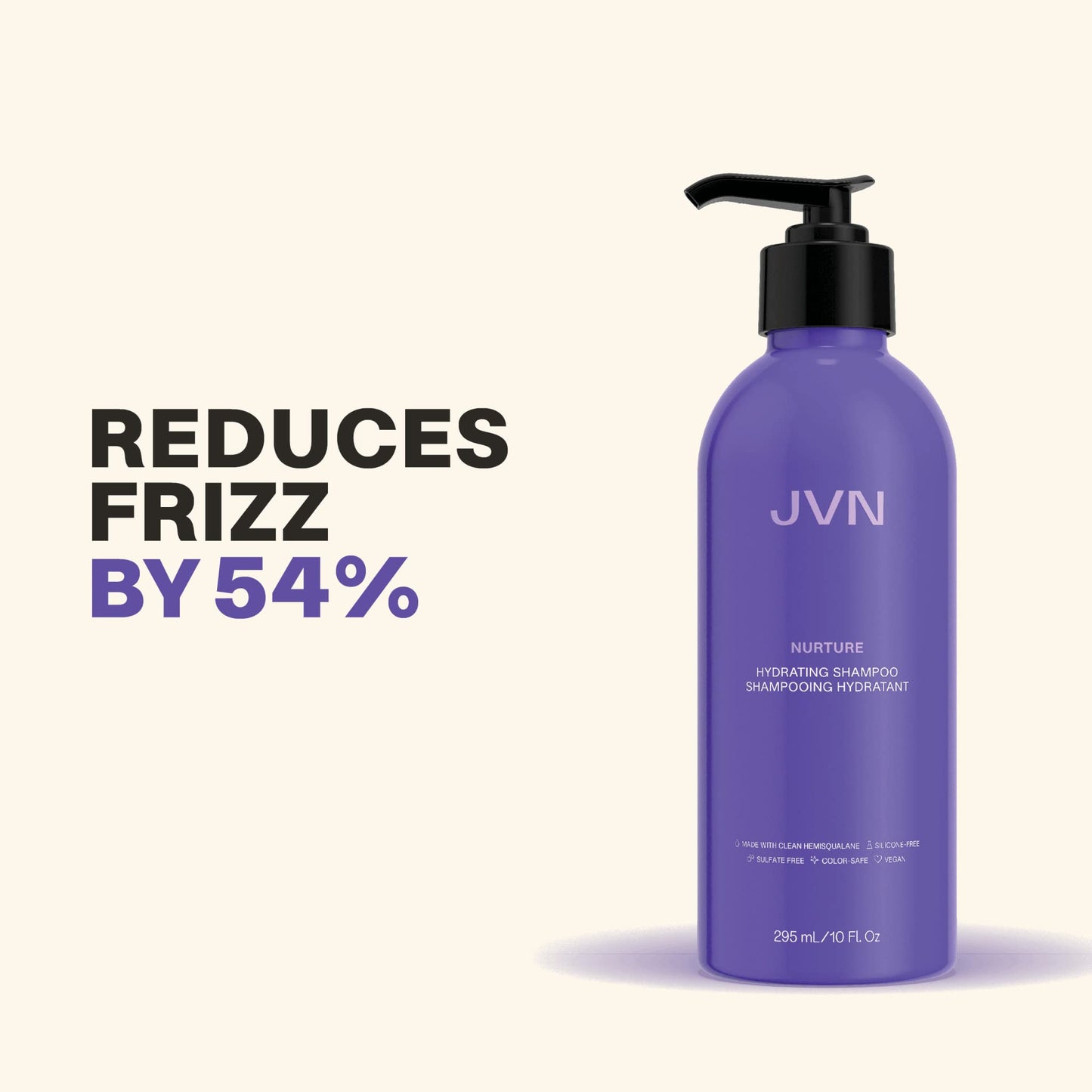 JVN Nurture Hydrating Shampoo, Moisturizing Shampoo for All Hair Types, Detangles & Softens Hair, Made with Clean Hemisqualane (10 Fl Oz)