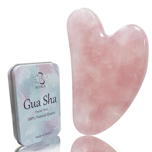 Rose Quartz Gua Sha Facial Tools for Skin Care Facial Massager Gua Sha Tool Jade Gua Sha Stone Face Sculpting Tool for Beauty Puffiness Reduction Muscle Tension Relief Jawline Sculptor Pink