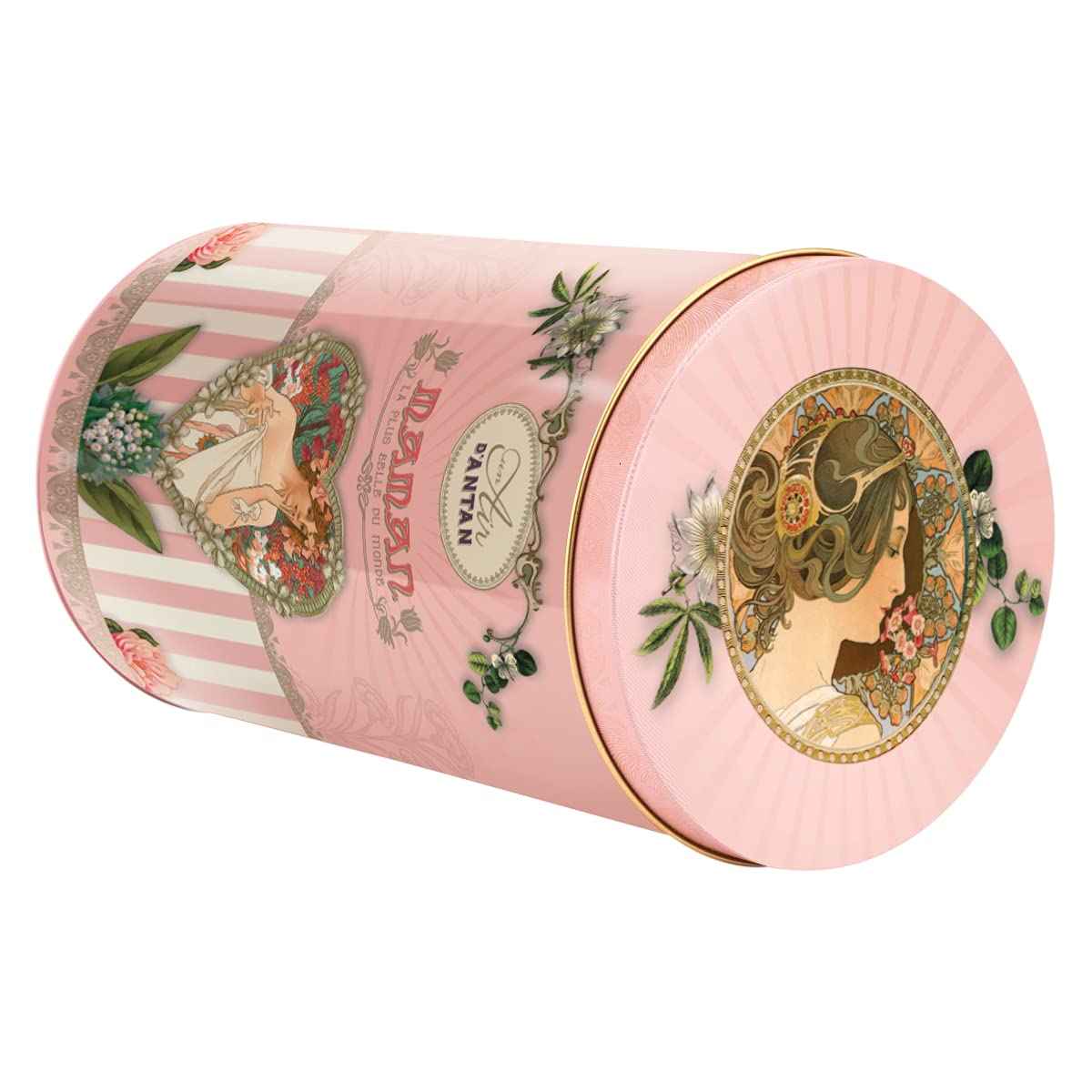 Un Air d'Antan Spa Gifts for Women - Gift Basket with Hand Cream, Rose Scented - 4 Products in Tall Tin