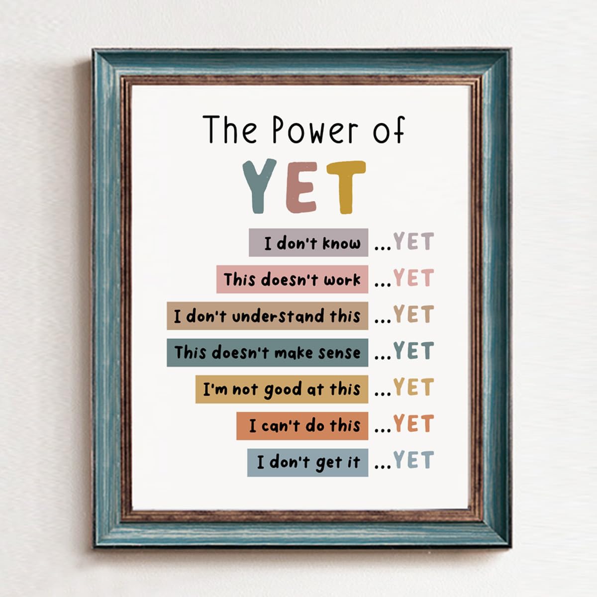 The Power of Yet Print Therapy Office Decor Poster Kids Room Wall Decor Boho Classroom Growth Mindset Mental Health Poster Classroom Decor School Counselor Power of Now Unframed (8x10 inches)