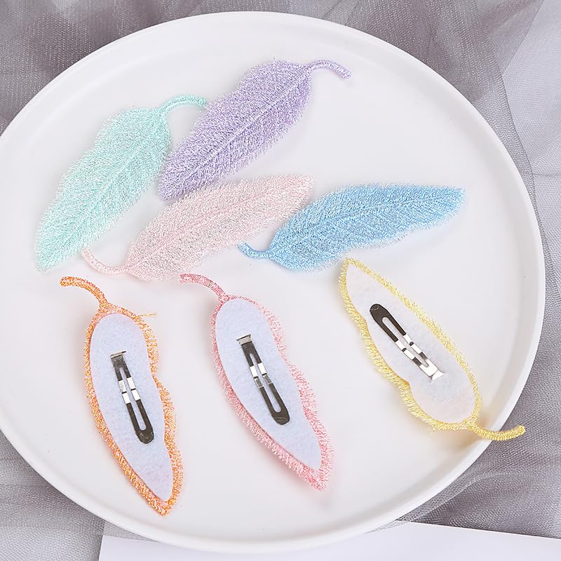 Leaves Hair Clip Embroidery Leaf-Shaped Hairpin Girls Leaves Hair Barrettes BW06 (6 Pcs-Set F)