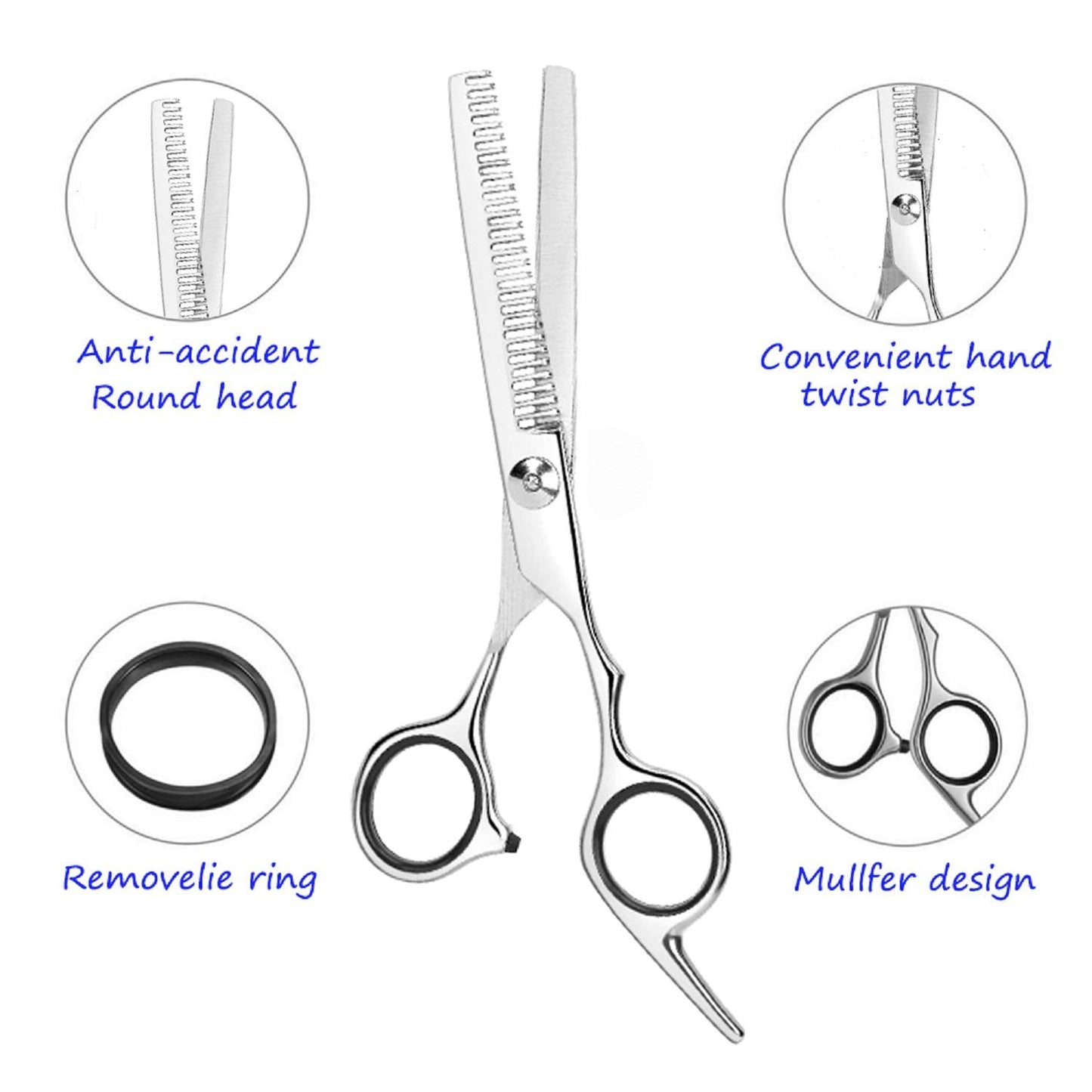 Essoy Professional Thinning Shears Hair Cutting Teeth Scissors(6.5-Inches),Stainless Steel Haircut Scissor with Fine Adjustment Screw for Home Salon,Barber Hairdressing Scissor for Women Men Kids