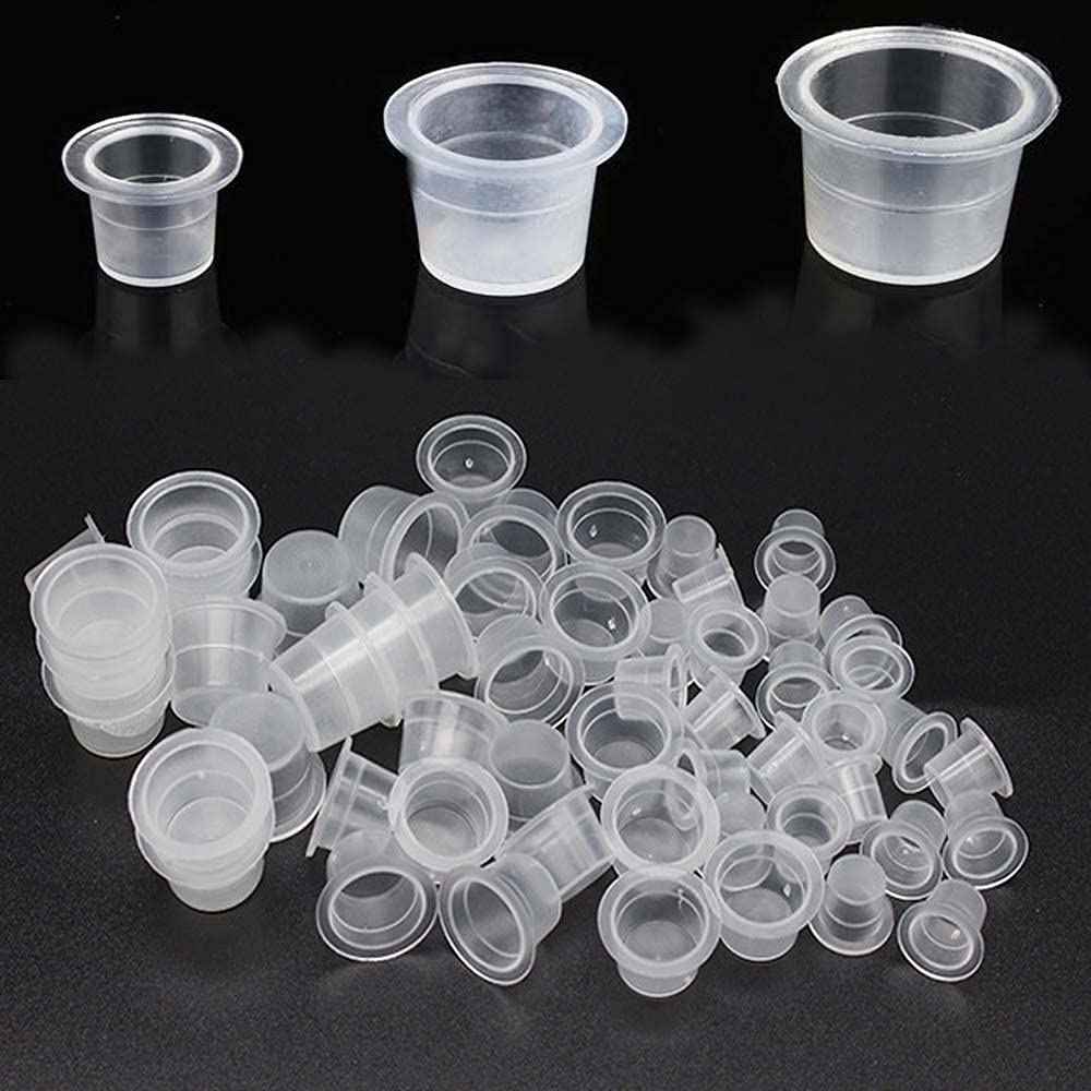 Tattoo Ink Caps Cups - Disposable Tattoo Ink Cups Pigment Ink Caps,Tattoo Machine, Supplies,Tattoo Needles (Large.15mm—100PCS