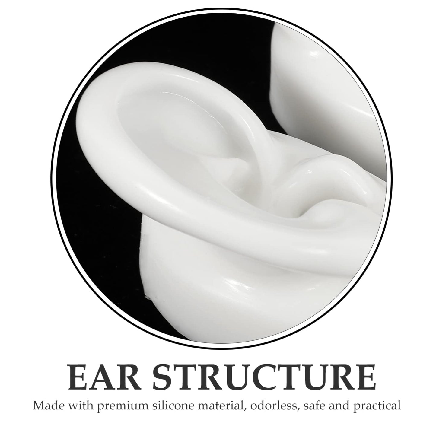 POPETPOP Silicone Ear Model : 2Pcs Realistic Fake Ear Mold for Earring Display Piercing Practice, 2.36x1.77x1.18in (White)