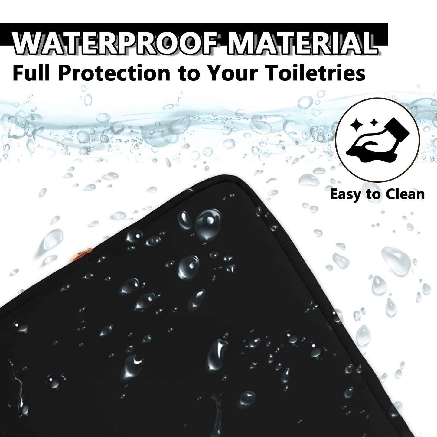 UIXIZQ Waterproof Large Makeup Pouch,Nylon Women Travel Toiletry Storage Preppy Cosmetic Bag for Girls,Big Makeup Organizer Bag Cute Zipper Pouch for Sport Work Gift(Large-Black)