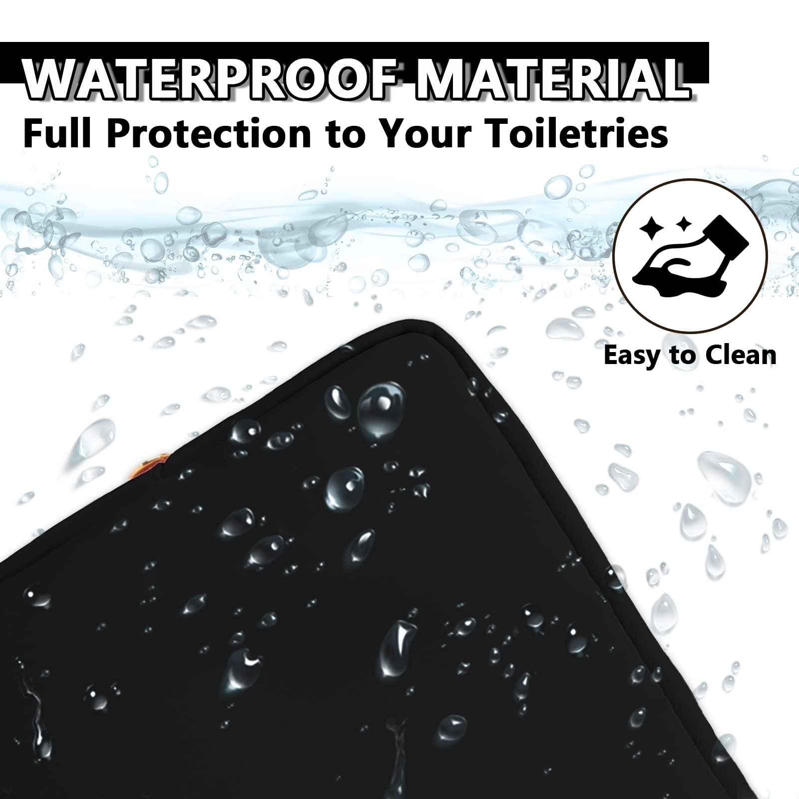 UIXIZQ Waterproof Large Makeup Pouch,Nylon Women Travel Toiletry Storage Preppy Cosmetic Bag for Girls,Big Makeup Organizer Bag Cute Zipper Pouch for Sport Work Gift(Large-Black)