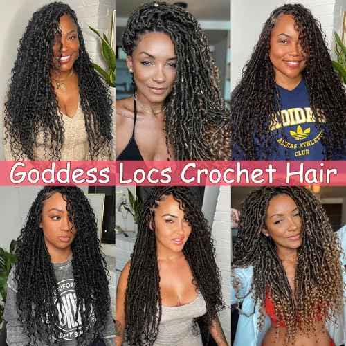 Goddess Locs Crochet Hair-24 Inch 8 Packs Boho Faux Locs Crochet Hair for Black Women Pre Looped Soft Locs with Curly Ends (#2, 24 Inch(Pack of 8))