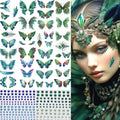 Butterfly Temporary Tattoos with Rhinestone Face Gems - 14 Sheets