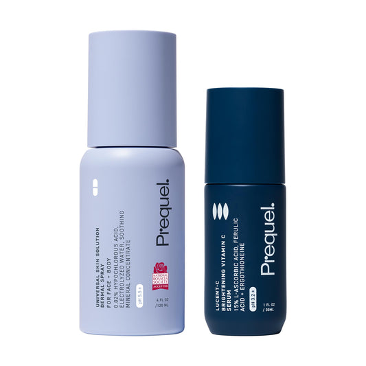 Prequel Lucent-C Vitamin C Serum with 15% L-Ascorbic Acid and Ferulic Acid, and Barrier Boost Moisturizer with Ceramides and Peptides Bundle