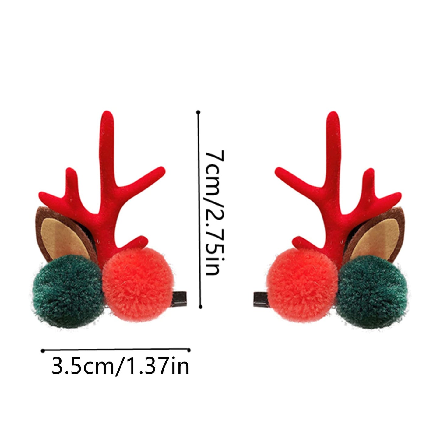 Yuyeran 4 Pairs Girls Novelty Antler Hair Clip Women Hair Barrettes Cute Deer Horn and Ears Christmas Hair Pins Xmas Party Supplies (Red)