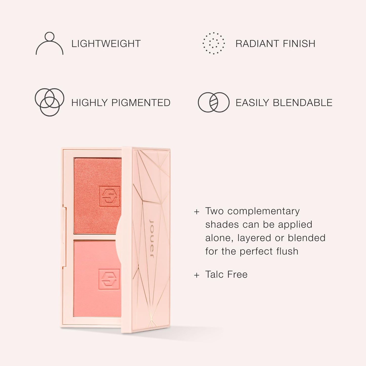 Jouer Blush Bouquet Duo Deluxe Mini 2 Shade Blush Palette High Pigment Powder Natural Flush Beauty Cosmetics Vitamin E Talc-Free Paraben, Gluten & Cruelty Free