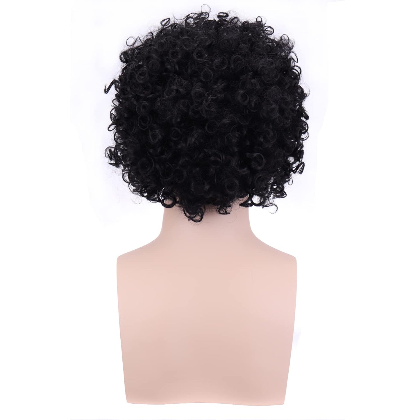 PATTNIUM Mens Wig Short Curly Black Wig Afro Disco Wig Heat Resistant Synthetic 70s Mens Costume Wig Male Black Wig Hippie Cosplay Party Daily Wear Wig (Black)