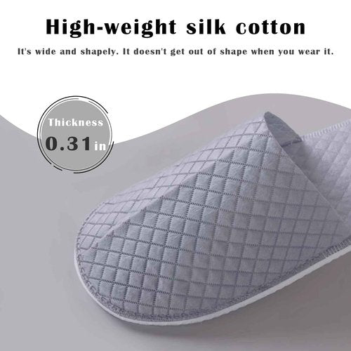16 Pack Premium Spa Slippers Cooling Breathable Design Non Slip for Hotels Travel Home Use Bulk Value Set with Transparent Pouch（gray）