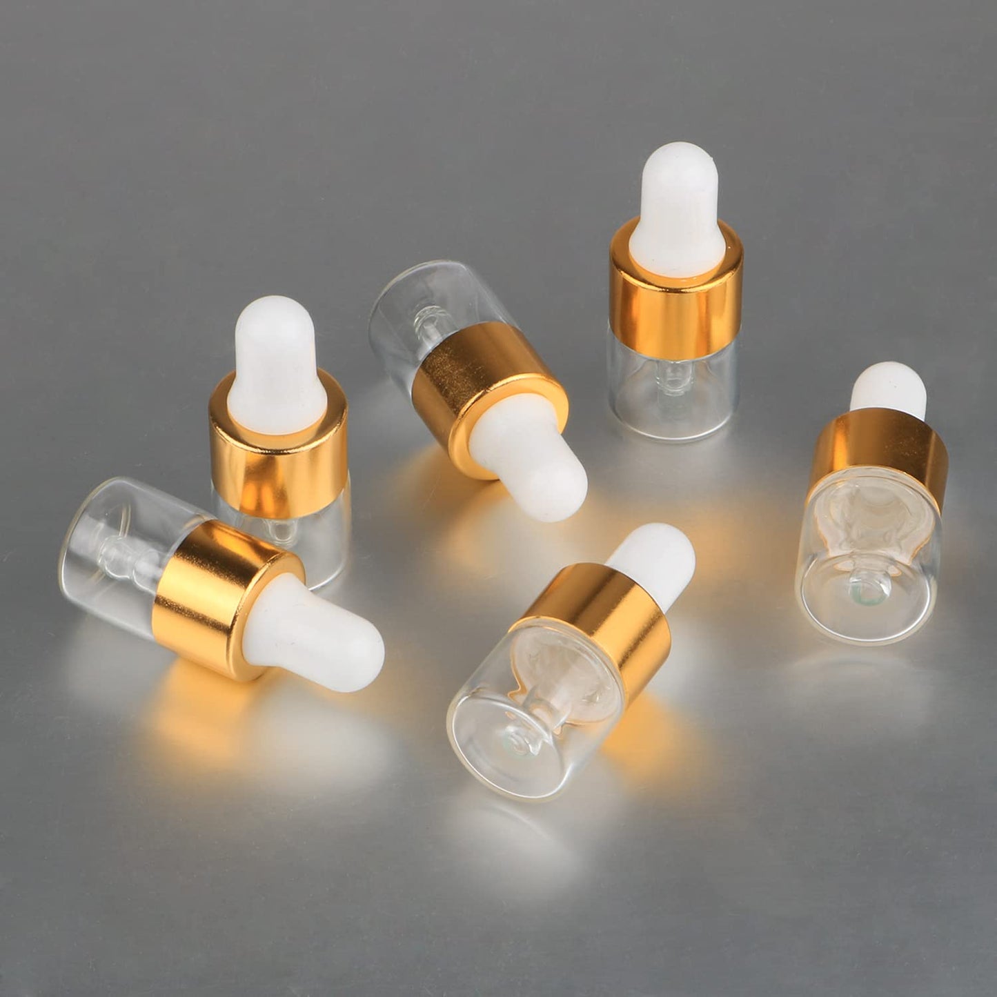 Wresty 50 Pcs Clear Glass Dropper Vails 1ml Mini Essential Oils Sample Dropper Bottles For Traveling Essential Oils Perfume Cosmetic Liquid,With 2 pcs dropper