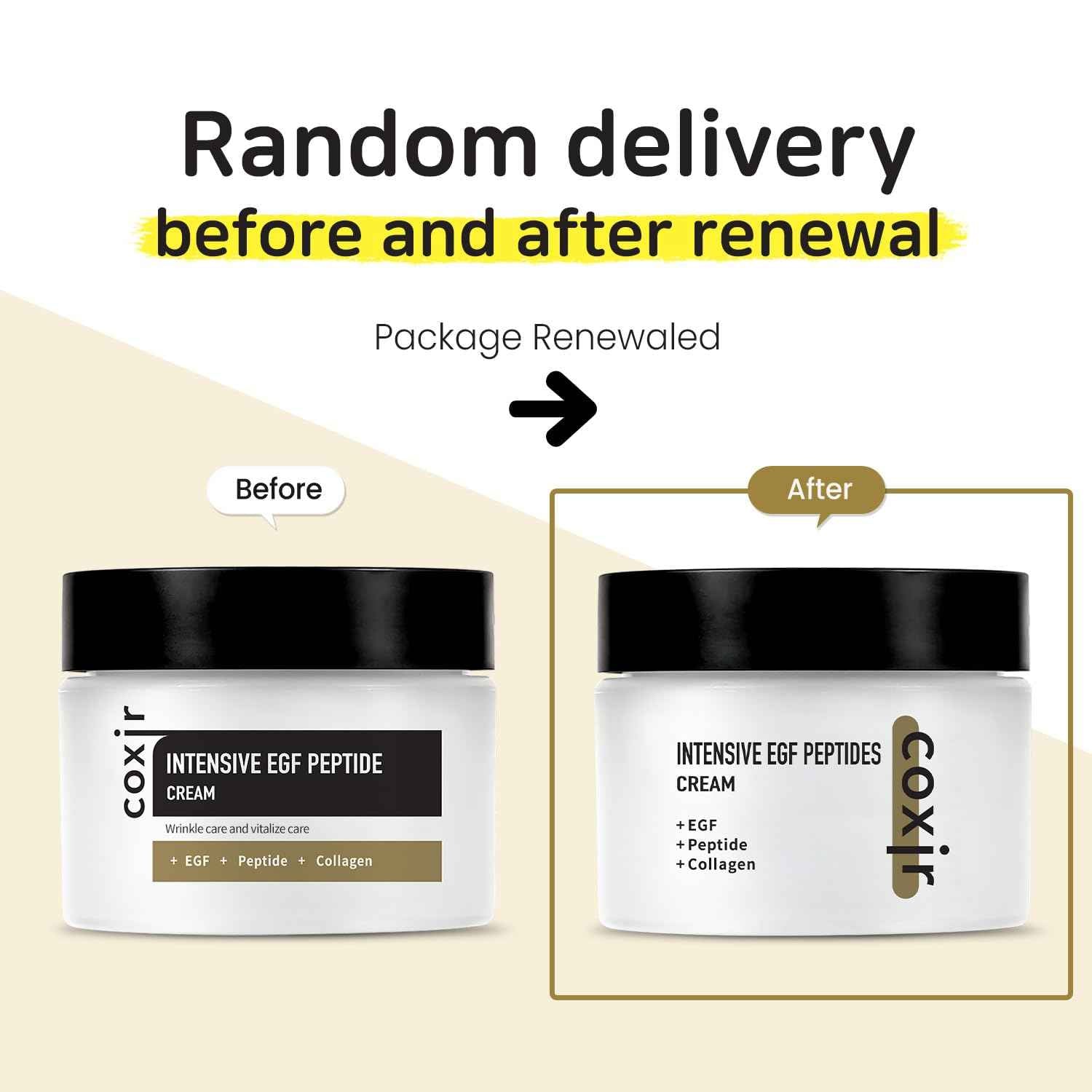 coxir INTENSIVE EGF PEPTIDES CREAM l Day&Night Firming Cream l EGF(Epidermal Growth Factor), Peptides, Niacinamide, Panthenol, Collagen l Korean Skincare [50ml/1.69fl.oz] (Pack of 2)