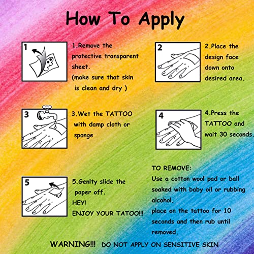 Rainbow Temporary Tattoos 148 Sheets - Pride Waterproof