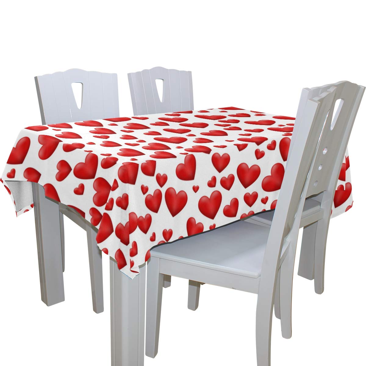 WIHVE Rectangle Tablecloth Valentine's Day Red Love Heart Solid Polyester Fabric Tablecloth for Kitchen Dinning Wedding Holiday Party Decorations 60x120 Inch