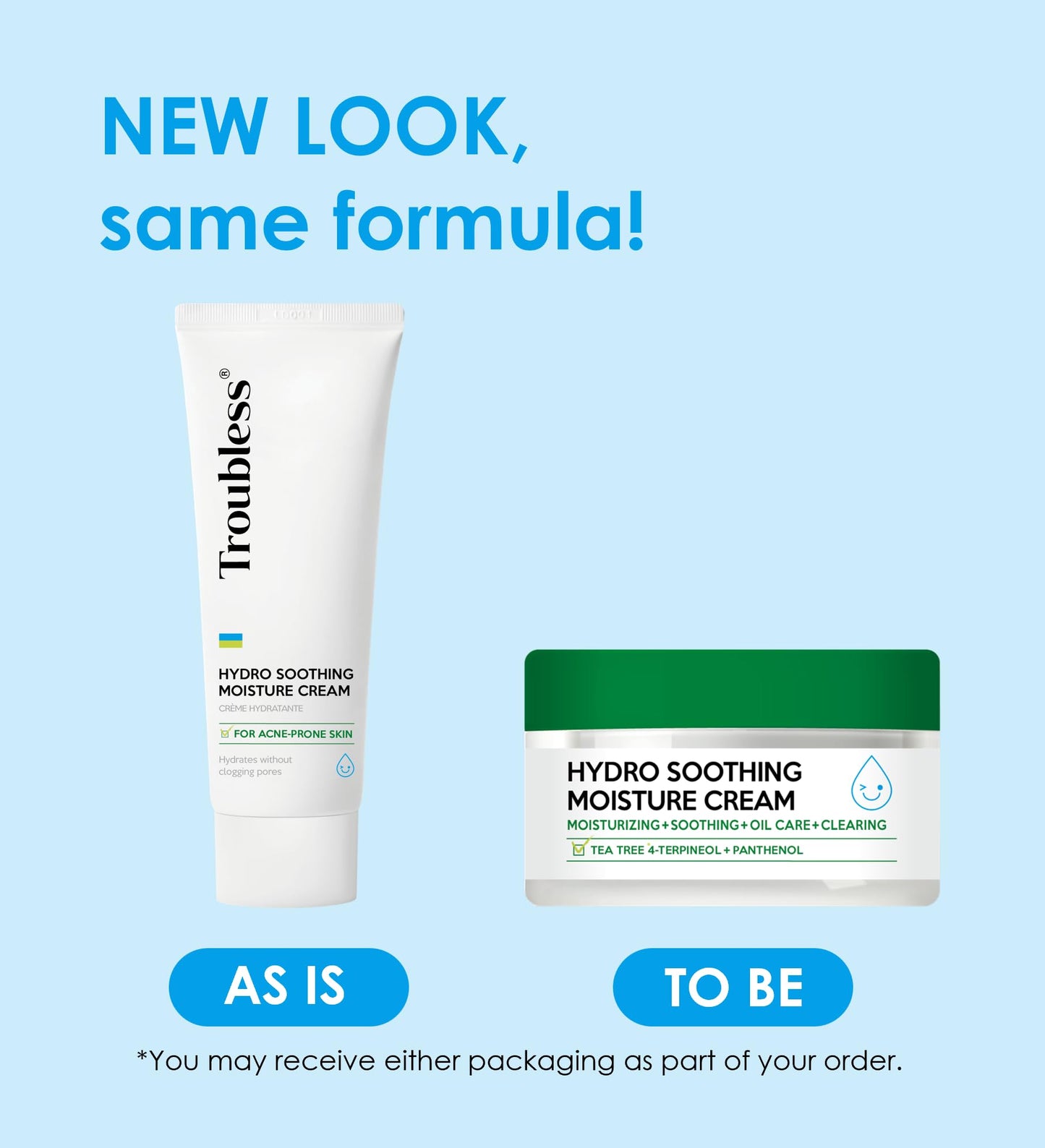 Troubless Hydro Soothing Moisture Cream - Deep Hydration & Skin Barrier Cream for Face w/ 10,000 ppm Panthenol & Tea Tree 4-Terpineol - Soothing & Non-Greasy Face Moisturizer (2.36 fl oz)