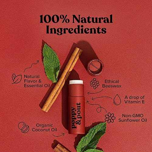 Poppy & Pout Cinnamint Jumbo Lip Balm | All Natural Lip Balms & Moisturizers | Hydrates with Beeswax, Vitamin E, Organic Coconut Oil | Cruelty-Free | Lip Balm in Recyclable Cardboard Tube