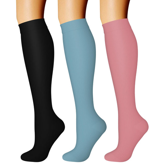 CHARMKING Compression Socks for Women & Men Circulation (3 Pairs) 15-20 mmHg is Best Athletic for Running, Flight Travel, Support, Cycling, Pregnant - Boost Performance, Durability (S/M, Multi 53)