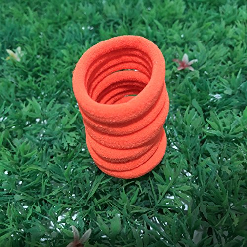 XIMA 60pcs Nylon Elastic Hair Ties Hair Ties Bands Rope No Crease Elastic Fabric Large Cotton Stretch Ouchless Ponytail Holders (60pcs-Neon Orange(HT007-7))