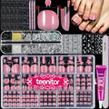 Teenitor 150pcs Press On Toenails Kit with Glue & Nail Art Accessories