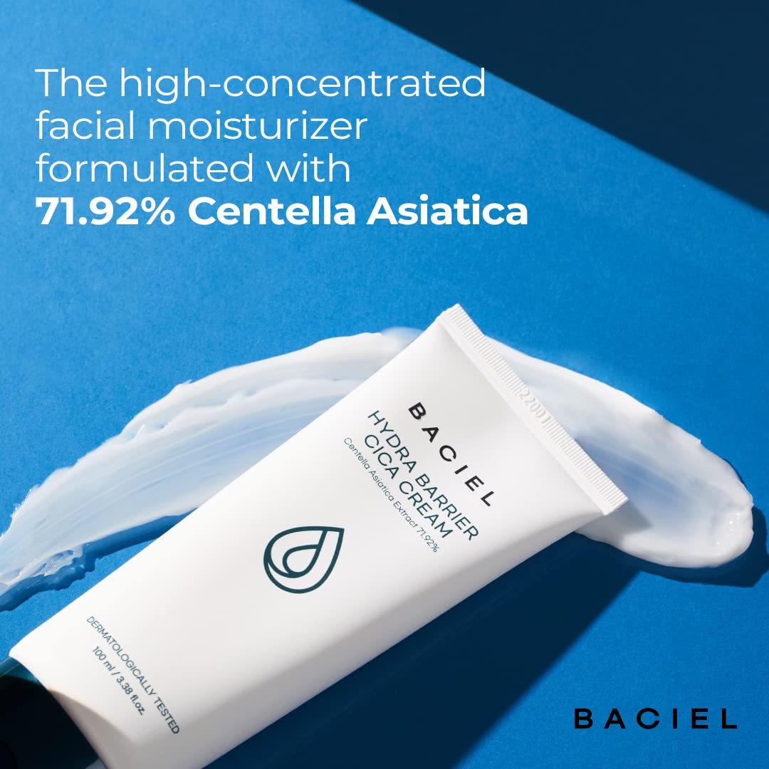 BACIEL - Hydra Barrier CICA Cream for Face 3.38 fl.oz - Korean Facial Moisturizer with Hyaluronic Acid, Ceramide, Niacinamide