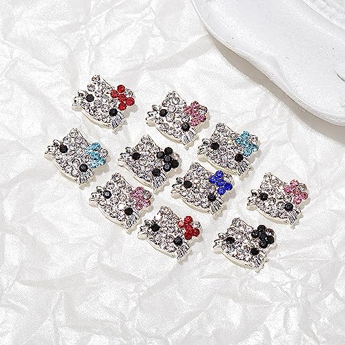 𝟮𝟰𝗣𝗰𝘀 KurKur Nail Charms for Acrylic Nails 3D Silver Kawaii Cute Cartoon Anime Charms for Nail Art Alloy Nail Gems and Rhinestones Crystals Nail Accessories for Women DIY Design Cat Nail Supplie