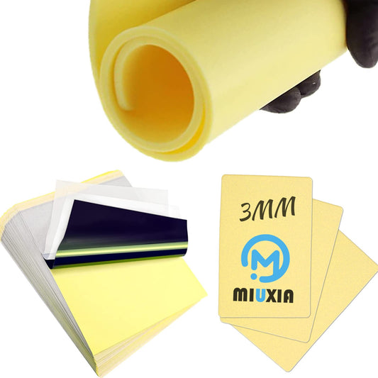 MIUXIA 3MM Tattoo Practice Skin Transfer Paper 18Pcs Tattoo Fake Skin and Tattoo Tracing Paper Including 3Pcs Best Skin Thick 15Pcs Tattoo Stencil Paper Tattoo Supplies……