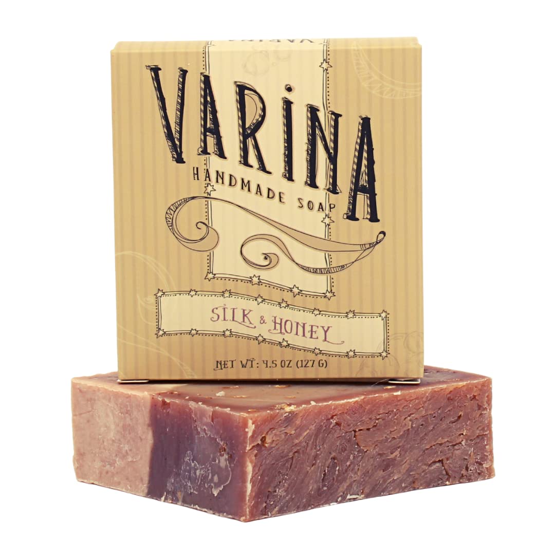 Varina Silk & Honey Soap Bar - Gentle Cleansing for Sensitive Skin, Sweet and Vanilla - 3 Pack Handmade Soap