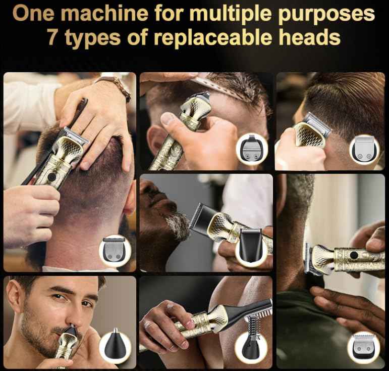 Men's 7 in 1 Beard Trimmer & Hair Clipper, Cordless Rechargeable Grooming Kit