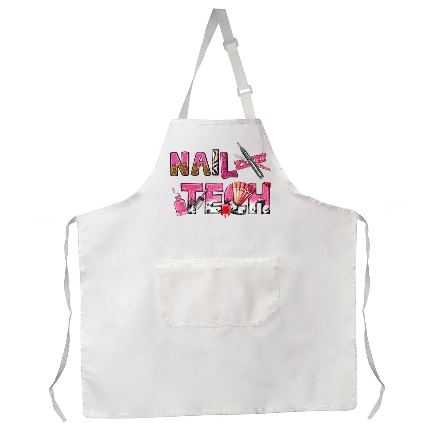 PXTIDY Nail Tech Apron With Pockets Nail Tech Gift Nail Salon Gift Nail Tech Supplies Waterproof Apron Adjustable (NAIL TECH white Apron)