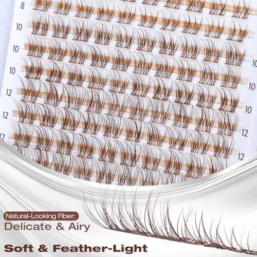 Natural Brown Lash Clusters - 8-14mm Wispy Individual Lashes