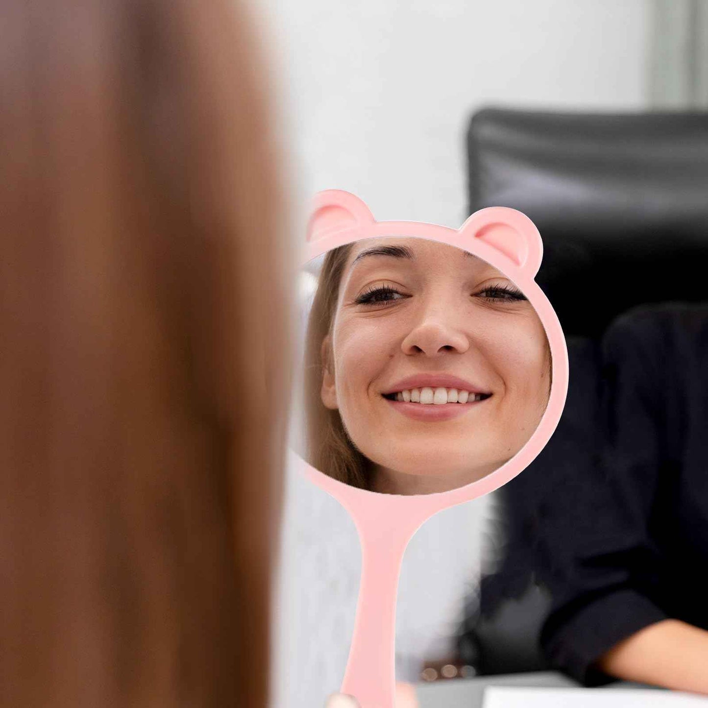 Qianyu Hand Held Mirror with Handle for Makeup Shaving Small Cute Professional Handheld Mirror with Hanging Hole Single-Sided Portable Multi-Purpose Travel Vanity Mirror for Men and Women