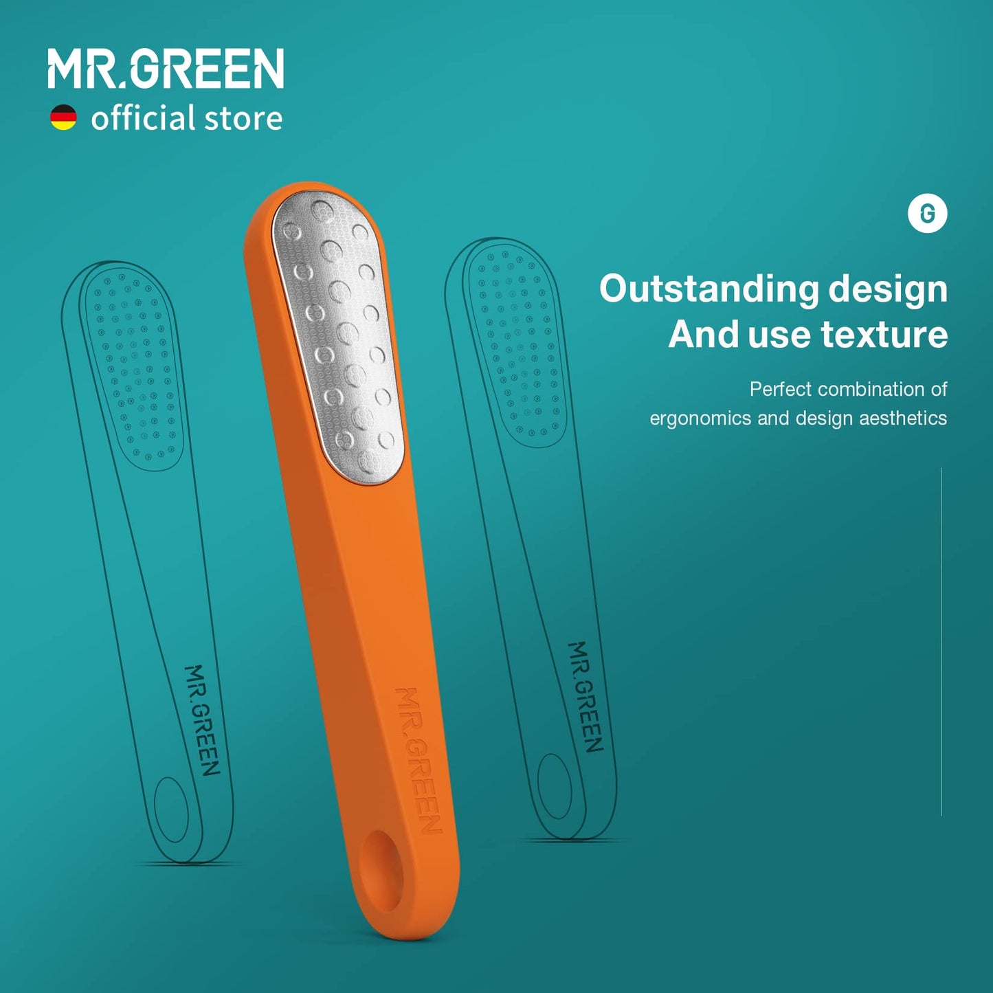 MR.GREEN Foot File Double Sided Callus Remover for Dead Skin Professional Pedicure Tools Callous Scraper Foot Sander Heel Filer (Orange)