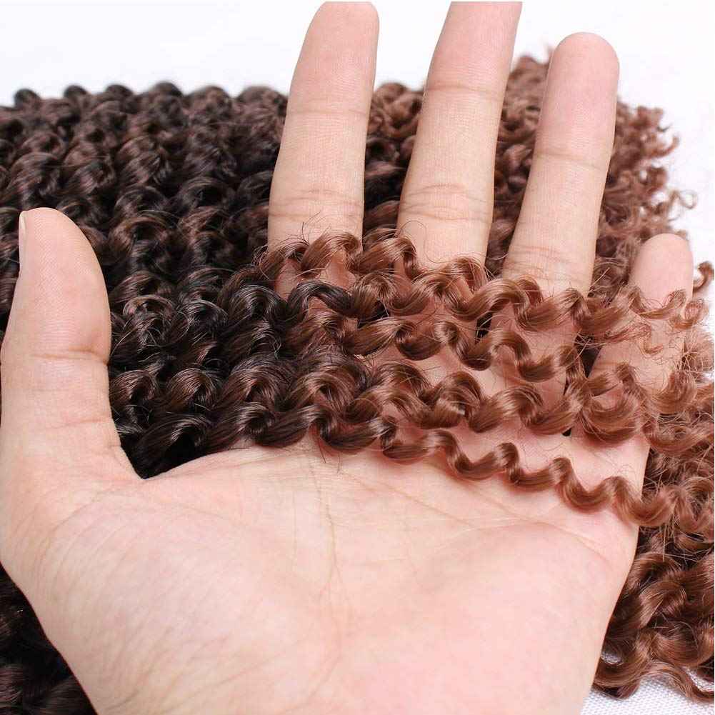 Ombre Marlybob Crochet Braids Hair Extension 14 inch Deep Water Wave Braiding Hair Kinky Curly Afro Jerry Curl Marley Bob Twist Braid Hairpiece for Women 3 Bundle 90 Strands 300G Black to Dark Blue