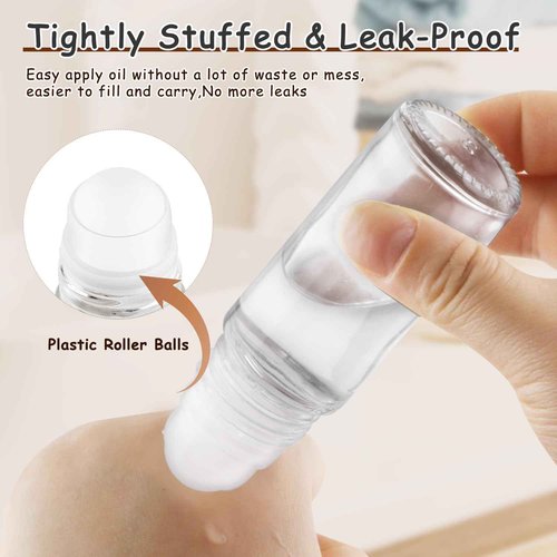 DMuuuDM Large Glass Roll On Bottles,Empty Glass Deodorant Roller Bottles With Large Plastic Roller Ball for Essential Oil,Deodorant,Castor Oil,Body Oil-Dispense Containers for Pains (Clear, 1oz/30ml)